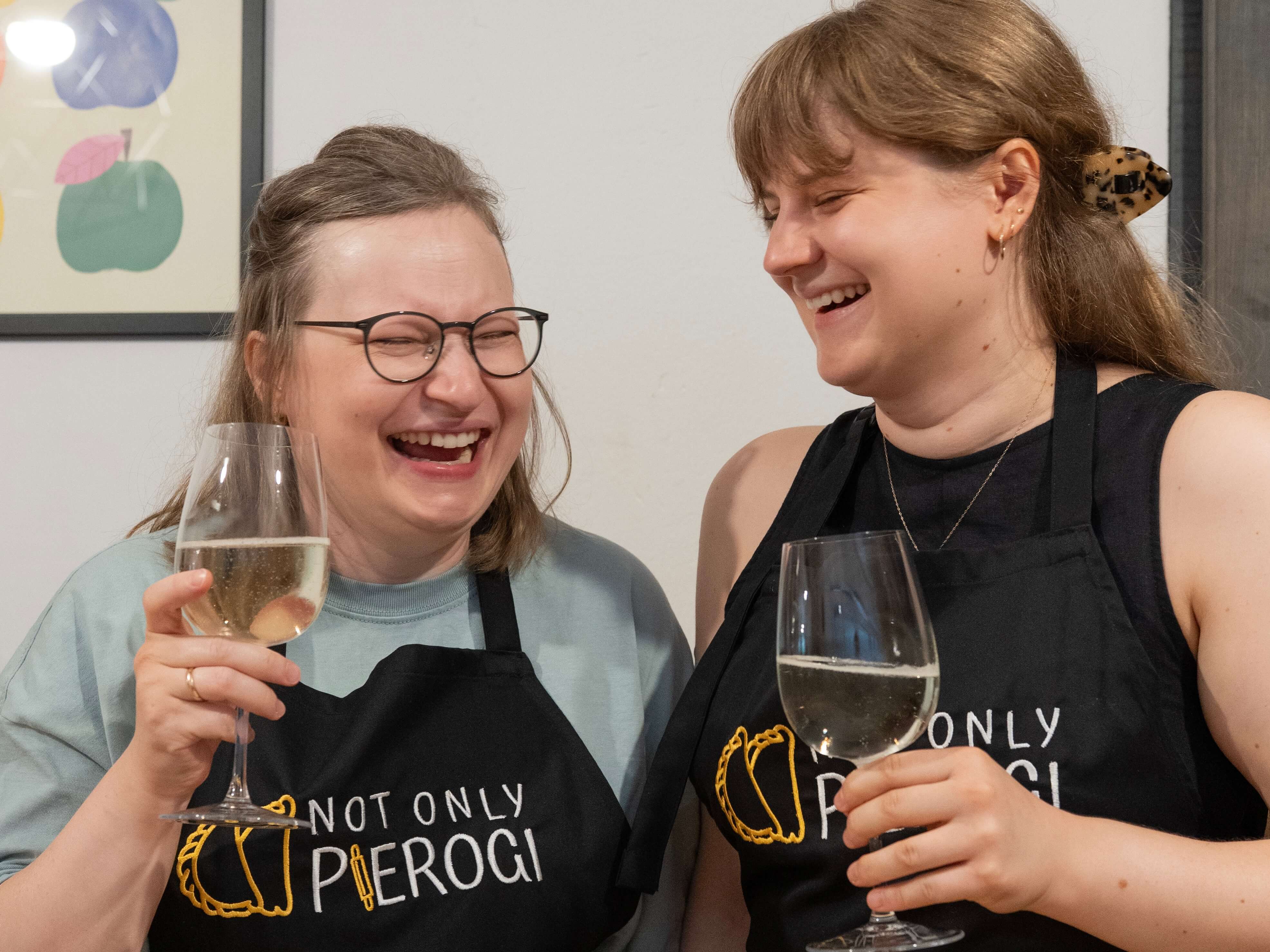 Drinking local cider during Pierogi Cooking Class in Warsaw