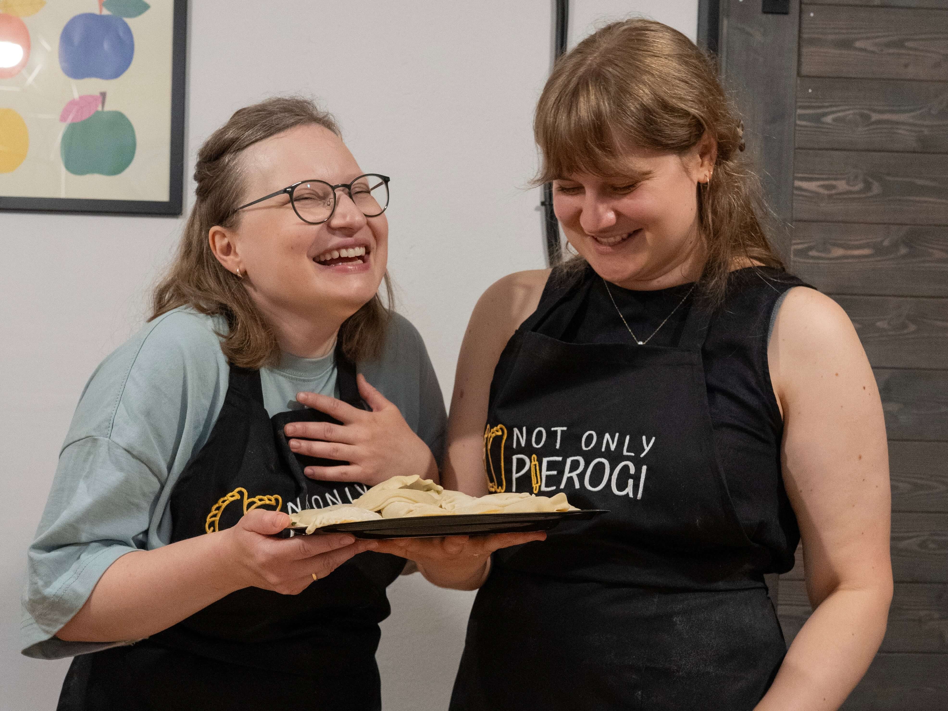 Fun while making pierogi in Warsaw